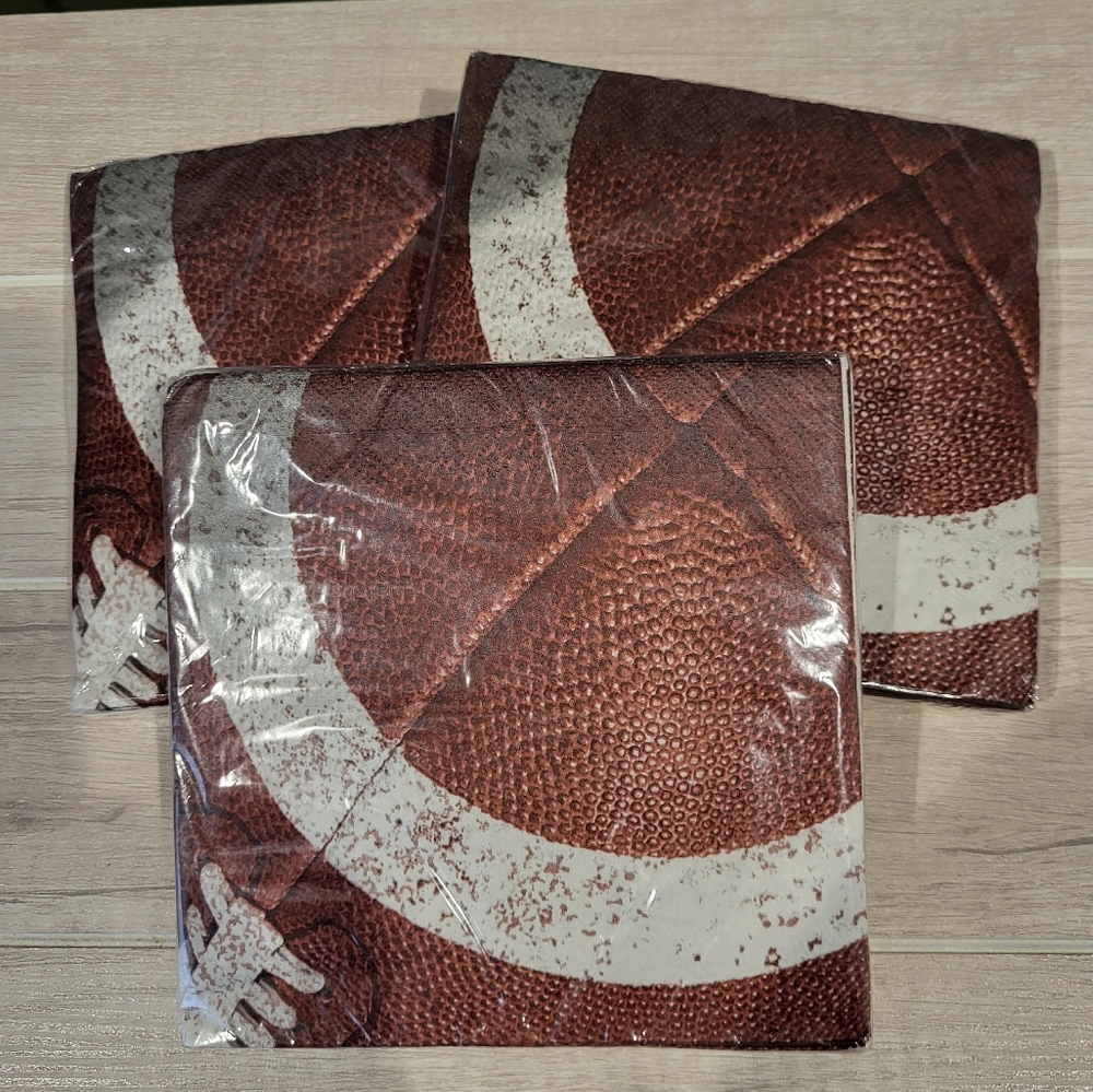 Bundle of 3 packages Football Napkins‎ (18 each pkg) Tailgate Superbowl